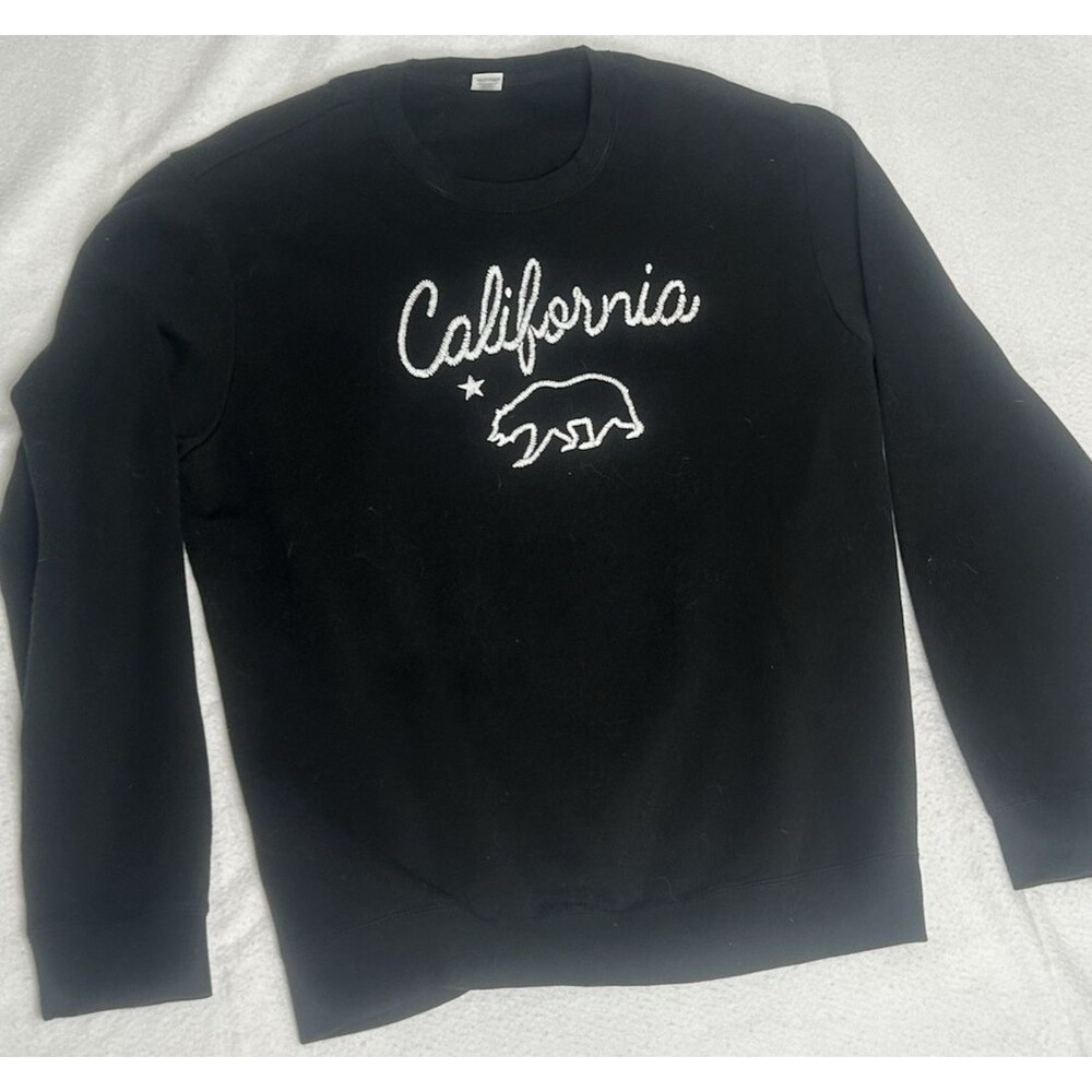 California Sweatshirt Graphic Bear Theme 2X Black Cozy Cotton Poly Blend